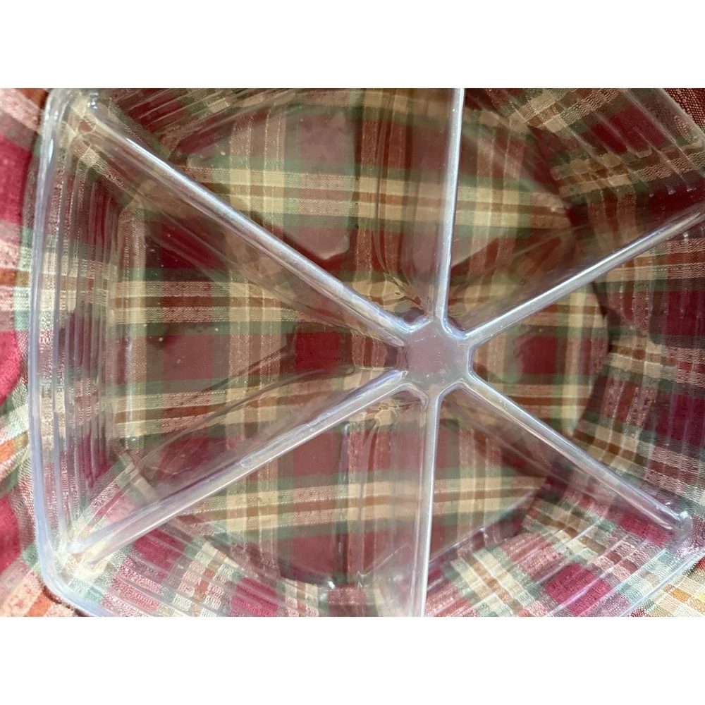 Longaberger Octagon Red Plaid Basket With 6 Slot Tray 13 Inch‎